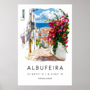 Albufeira Watercolor Affisch Ski Resa Nationell