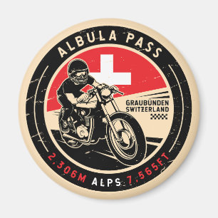 Albula Pass Schweiz Motorcykel Magnet