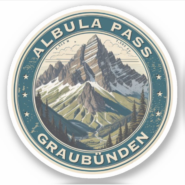 Albula-passet alpernor berg klistermärken (Framsida)
