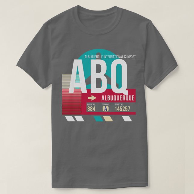 Albuquerque ABQ Airport Code Baggage Märkre E T Shirt (Design framsida)