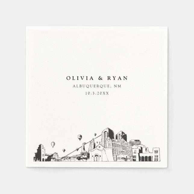 Albuquerque Bröllop minimalist Papper Pappersservett (Framsidan)