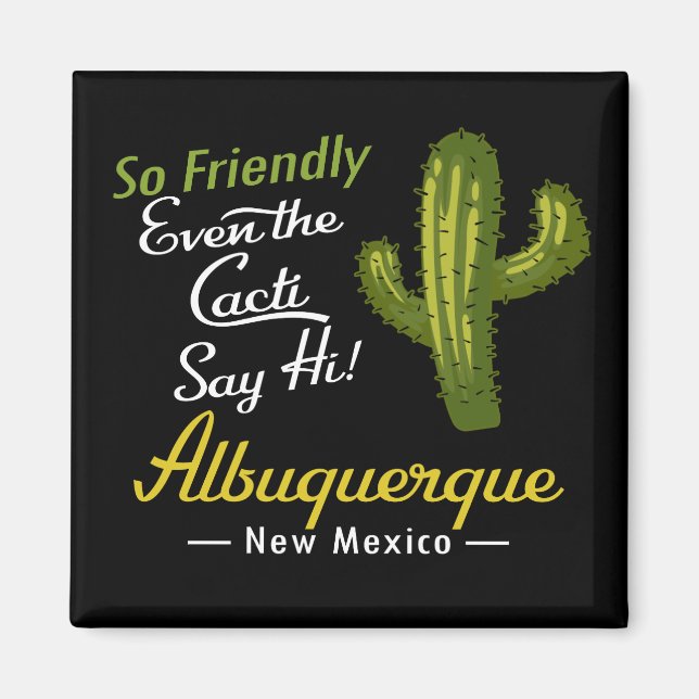 Albuquerque Cactus Funny Retro Magnet (Framsidan)