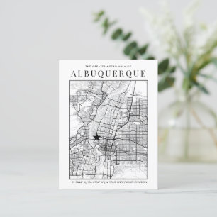 Albuquerque City Karta + Location Marker Postcard Vykort