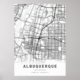 Albuquerque City Karta Poster