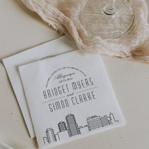 Albuquerque Deco Skyline Bröllop Event Napkins Pappersservett