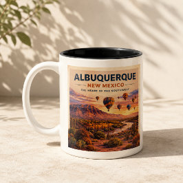 Albuquerque New Mexico Ballong Desert Soluppgång Två-Tonad Mugg