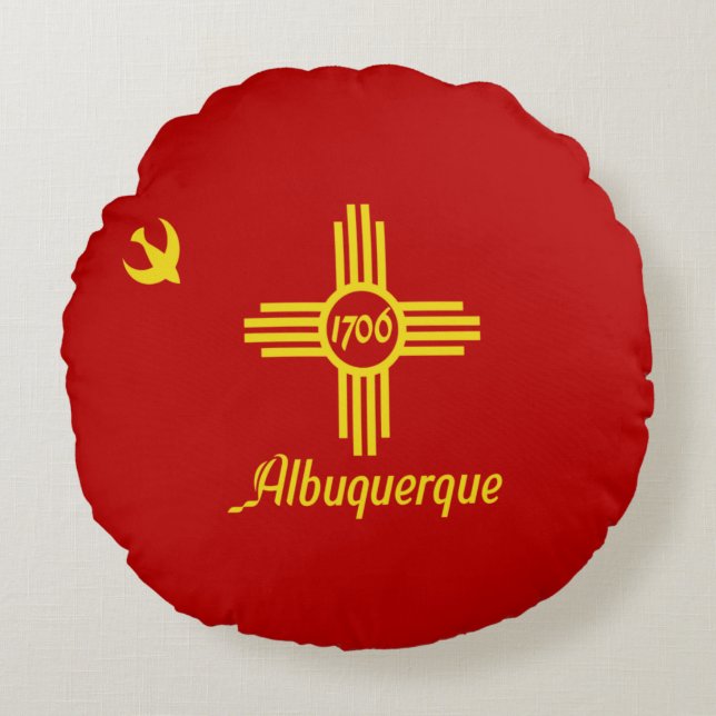 Albuquerque (New mexico) City flagga Rund Kudde (Framsidan)