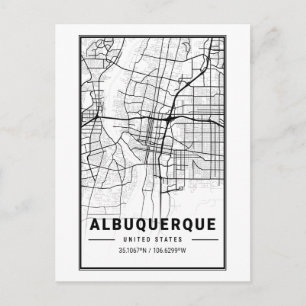 Albuquerque New mexico City Karta Minimalist Art Vykort