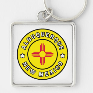 Albuquerque New mexico Fyrkantig Silverfärgad Nyckelring