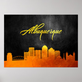 Albuquerque New mexico Guld Skyline Poster