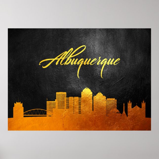 Albuquerque New mexico Guld Skyline Poster (Framsidan)