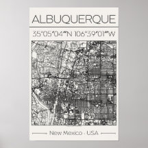 Albuquerque New Mexico Kolstadskarta Affisch