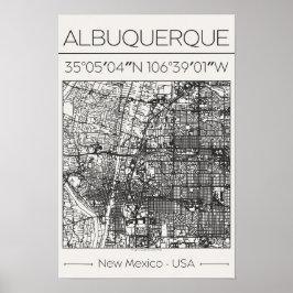 Albuquerque New Mexico Kolstadskarta Affisch