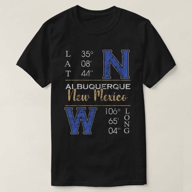 Albuquerque New mexico Latitude och longitud T Shirt (Design framsida)