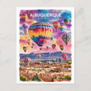 Albuquerque New mexico Luftballong, vattenfärg Vykort