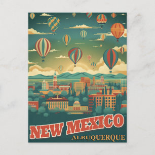 Albuquerque, New Mexico med en varmluftsballong Vykort