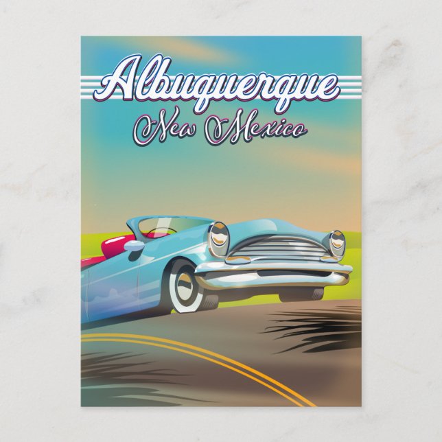 Albuquerque New Mexico reseinformation affisch Vykort (Framsida)