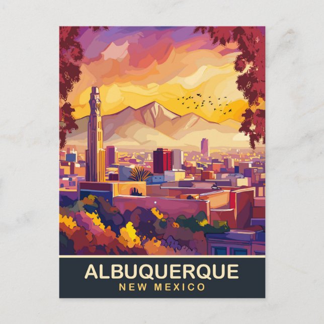 Albuquerque, New Mexico, Stadssiluett, Resa  Vykort (Framsida)