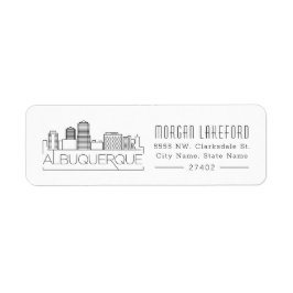 Albuquerque, New mexico Stylized Skyline | Returadress Etikett