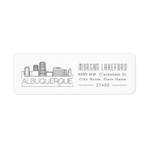 Albuquerque, New mexico Stylized Skyline Returadress Etikett