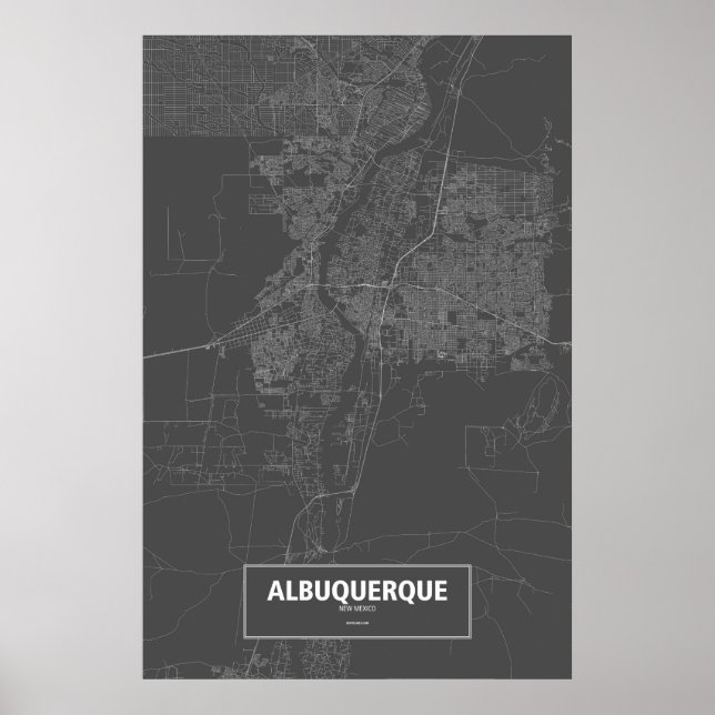 Albuquerque, New mexico (vit på svart) Poster (Framsidan)