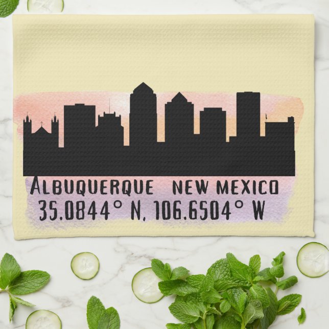 Albuquerque NM City Skyline Kökshandduk (Vikta)