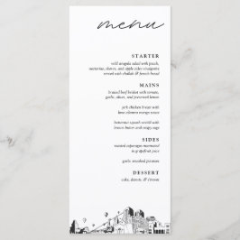 Albuquerque Skyline Modern Bröllop Dinner Menu Meny