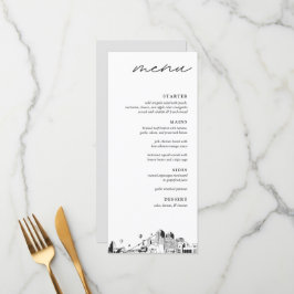 Albuquerque Skyline Modern Bröllop Dinner Menu Meny