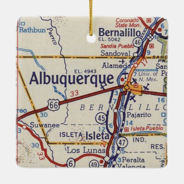 Albuquerque Vintage Karta Julgransprydnad Keramik (Baksida)