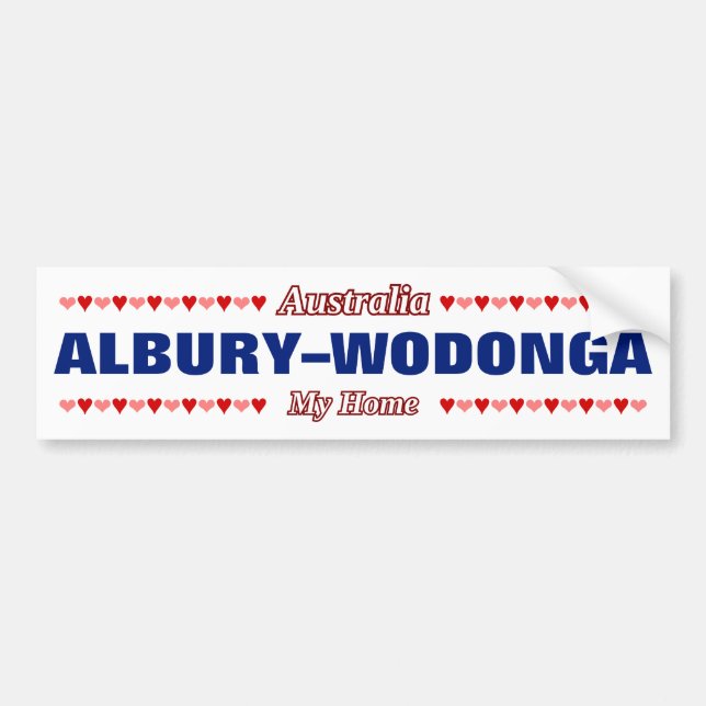 ALBURY-WODONGA - Mitt hem - Australien.Hjärtan Bildekal (Framsidan)
