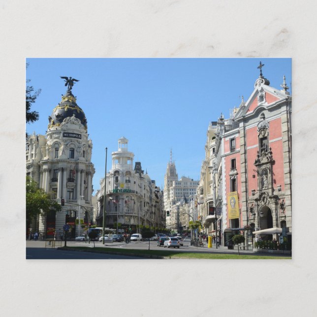 Alcala och Gran Via, Madridvykort Vykort (Framsida)