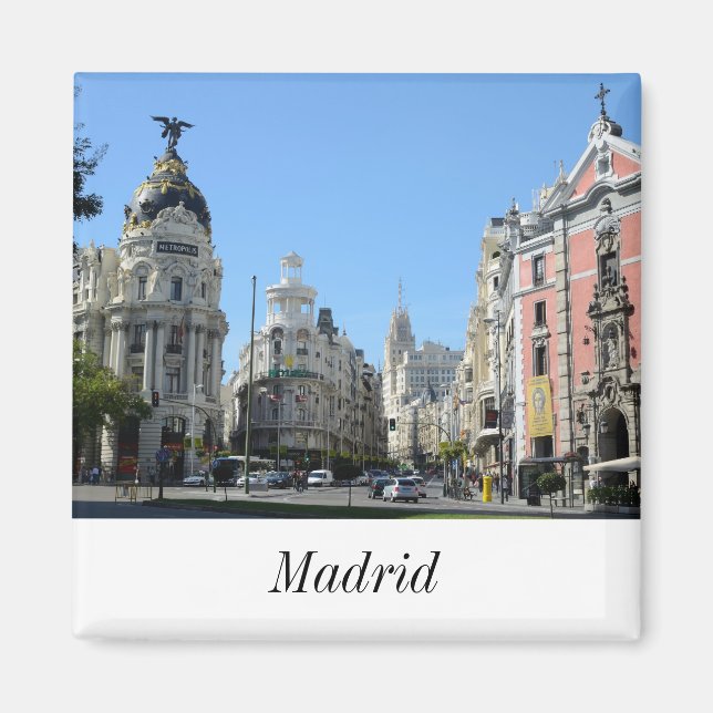 Alcala och Gran Via Street, Madrid Magnet (Framsidan)