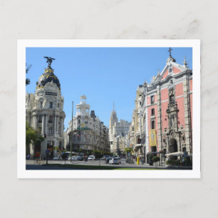 Alcala och Gran Via Street, Madridvykort Vykort