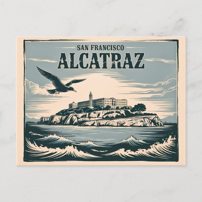 Alcatraz fängelseö San Francisco Resa Retro Vykort (Framsida)