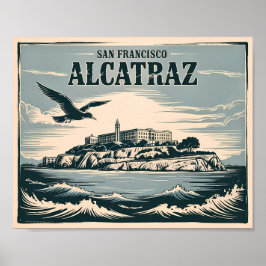 Alcatraz fängelseön San Francisco Resa Retro Poster