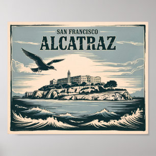Alcatraz fängelseön San Francisco Resa Retro Poster