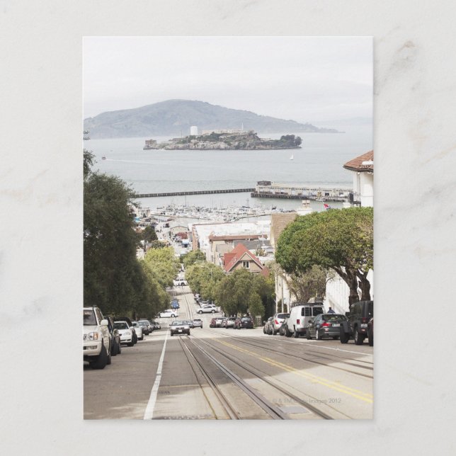 Alcatraz-fängelset betraktat från San Francisco Vykort (Framsida)