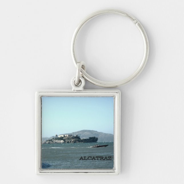 Alcatraz-fängelset Fyrkantig Silverfärgad Nyckelring (Framsidan)