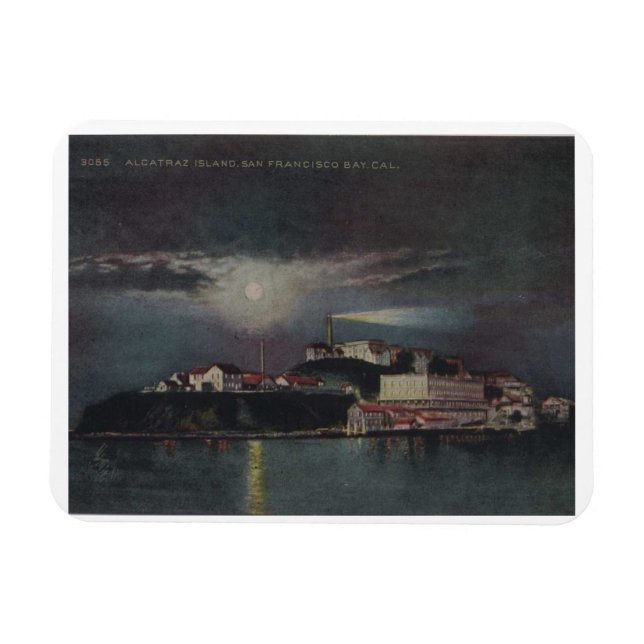 Alcatraz i Night, San Francisco, Vintage Magnet (Horisontell)