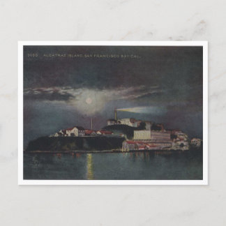 Alcatraz i Night, San Francisco, Vintage Vykort