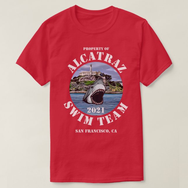 Alcatraz Island Escape Simma Team Shark 2021 Appar T Shirt (Design framsida)