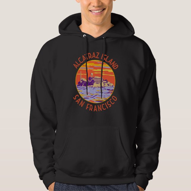 Alcatraz Island San Francisco Distress Circle Hoodie (Framsida)