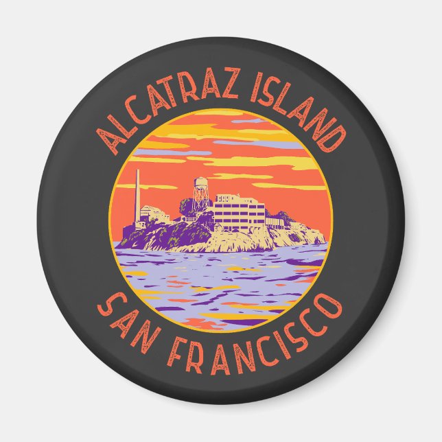 Alcatraz Island San Francisco Distress Circle Magnet (Framsidan)