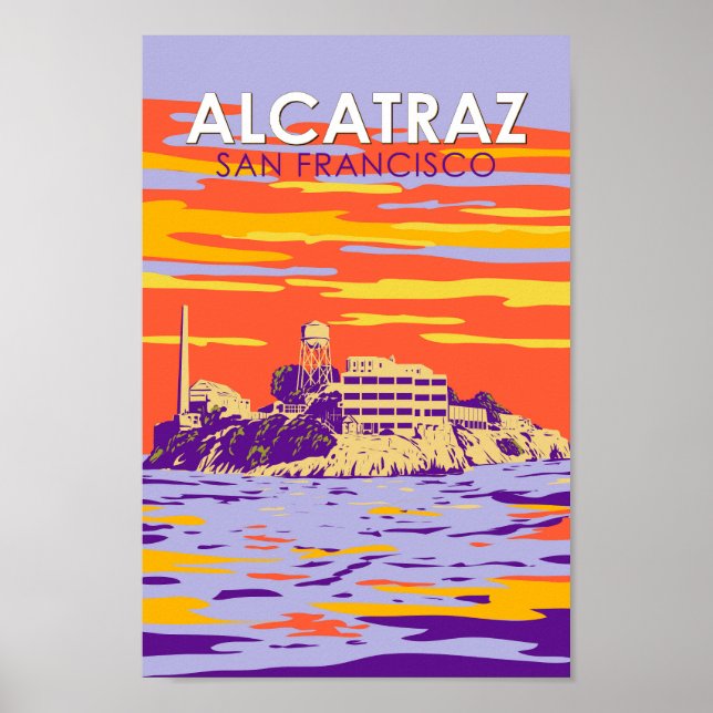 Alcatraz Island San Francisco Travel Art Vintage Poster (Framsidan)