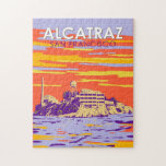 Alcatraz Island San Francisco Travel Art Vintage Pussel<br><div class="desc">Konstruktion av vektorkonst på Alcatraz Island. Alcatraz-ön i skymningen med ett fyr,  militärt berikande och federalt fängelse i San Francisco i Kalifornien.</div>