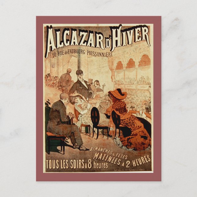 Alcazar d'hiver Vintage Paris Cafe Vykort (Framsida)