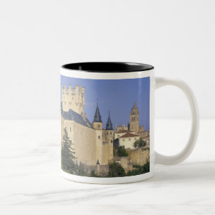 Alcazar, Segovia, Kastilien och León, Spanien Två-Tonad Mugg