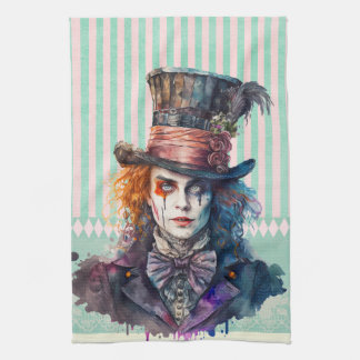 Alce in wonderland Mad hatter - vattenfärg Kökshandduk