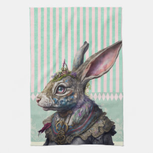 Alce in wonderland Vit kanin, vattenfärg Kökshandduk