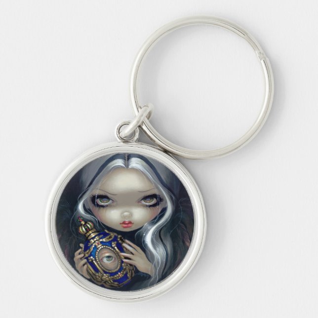 "Alchemical ängeldropp" Keychain Rund Silverfärgad Nyckelring (Framsidan)